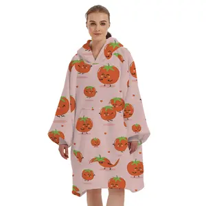 Manufacturer Wholesale Luxury Oversized Tv Blanket Print Plush Fleece Sherpa Tomato Hoodie Blanket