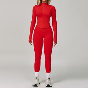 Juego <span class=keywords><strong>de</strong></span> <span class=keywords><strong>yoga</strong></span> ajustado sin costuras con efecto <span class=keywords><strong>de</strong></span> cintura y adelgazamiento, traje <span class=keywords><strong>de</strong></span> fitness <span class=keywords><strong>de</strong></span> secado rápido, correr al aire libre y deportes Three Pie - Product Image 4