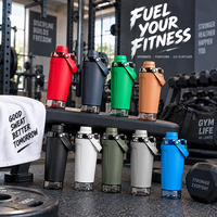 Bouteille shaker personnalisée en acier inoxydable pour protéines, bouteille shaker de sport en métal 500 ml 16 oz avec grille de mélange, anti-fuite, sans BPA