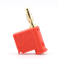 Prise banane femelle sans soudure plaquée or, rouge, pas de 4 mm, boîtier en nylon ignifuge, prise droite type lanterne à pression