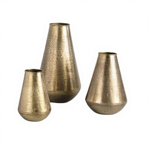 Vase à fleurs en laiton doré fait main, différentes tailles, forme ronde, provenant du meilleur exportateur en Inde - Product Image 1