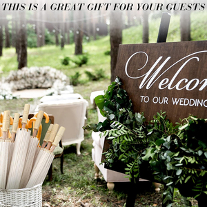 Grand parasol de mariage en bois fait main avec cadre en bois, parapluie en papier blanc pour la décoration de mariage et l'art DIY - Product Image 6
