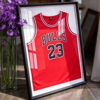 Cadre en bois MDF pour maillot de sport, boîte à ombre en acrylique, vitrine pour souvenirs sportifs, décoration murale, vente en gros, logo personnalisé