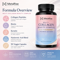 Capsules de collagène multi-sources pour adultes, marque privée OEM, 14 en 1, biotine, kératine, acide hyaluronique, complément beauté, 90 unités, multi-nutriments