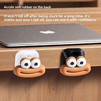 Organisateur de câbles magnétique en plastique avec motif visage de dessin animé, clips de gestion de câbles de téléphone portable sans perçage, enrouleur de fils fixe