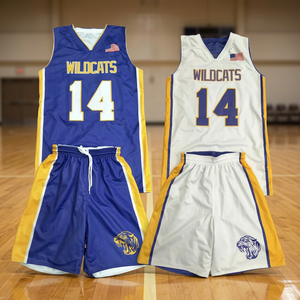 Adults High Quality Teamwear Personalized Sublimation Printed Breathable 100% Polyester Sleeveless Basketball Set Elastic Waist - Product Image 3