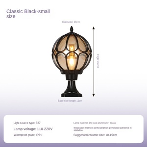 Lámpara de Pilar LED antigua para exteriores con Base E27, pantalla de globo de cristal impermeable e impermeable para iluminación de poste de jardín, clasificación IP65 - Product Image 5