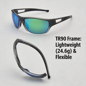 Service OEM, logo personnalisé, lunettes de soleil sport ultra légères TR90 à monture intégrale avec verres polarisés TAC, protection UV pour la pêche - Product Image 3