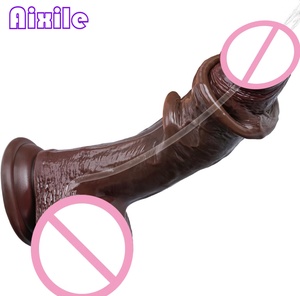 Squirting Realistic Movable Foreskin Dildos Foreskin Ejaculating Toy with Strong Suction Cup Anal Dildo Sex Toys for <strong>Women</strong> Men - Product Image 1