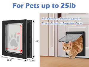 Porte pour chat à 4 verrous pour portes intérieures et extérieures, porte à battant pour animaux de compagnie jusqu'à 25 livres, installation facile, résistante aux intempéries - Product Image 3