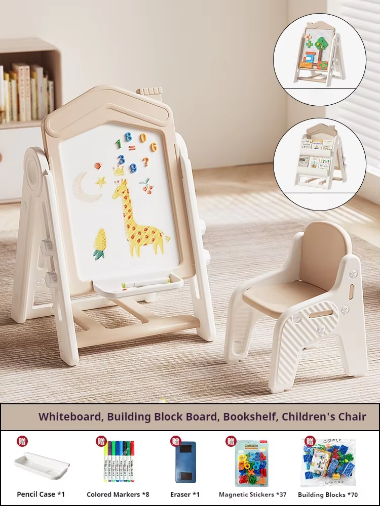 Tableau blanc/tableau noir + étagère + chaise