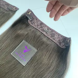 12A Human Hair Clip Straight Balayage Clips Fish Line Real Human Hair Extension Transparent in Extensions Silk PVC Bag 7-14 Days