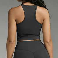 Soutien-gorge de sport pour femme à col halter et décolleté en V, débardeur ajusté dos nageur, doux et extensible pour la gym, le yoga et le fitness, logo personnalisé