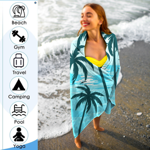 Haute qualité Hawaii fleurs imprimé personnalisé été serviette de <span class=keywords><strong>plage</strong></span> surdimensionné séchage rapide en gros noix de coco serviette de <span class=keywords><strong>plage</strong></span> turc - Product Image 2