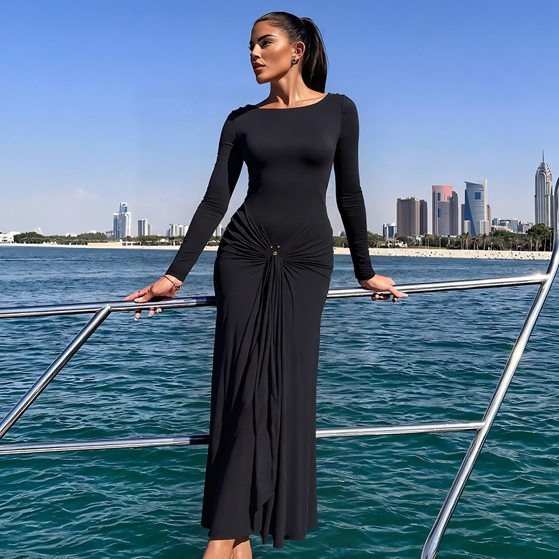 Winter Autumn Lady Elegant Maxi Dress Soild Long Sleeve Patchwork Buckle Strap Casual Party Bodycon Long Dresses Women Muslim| Alibaba.com Winter Autumn Lady Elegant Maxi Dress Soild Long Sleeve Patchwork Buckle Strap Casual Party Bodycon Long Dresses Women Muslim| Alibaba.com