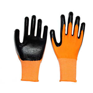 Usine En Gros Polyester Shell Doublure En Nylon Nitrile Zèbre Stripe Enduit Gants De Travail De Sécurité pour Usage Général Logo Personnalisé - Product Image 1