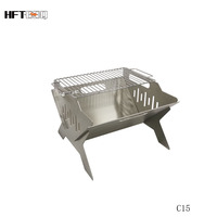 Gril à charbon de bois portable en acier inoxydable gril de camp pliable pour cuisiner randonnée barbecue fournitures de pique-nique