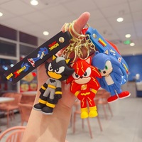 Porte-clés tendance et créatif, personnage d'anime Sonic, en PVC souple, figurine 3D mignonne de dessin animé, design moderne, pendentif pour sac et voiture