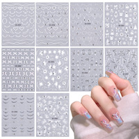 Autocollants 5D en relief TSZS Ins pour ongles, motif dentelle, chaîne, cœur, nœud, perles blanches, décorations adhésives pour faux ongles, vente en gros