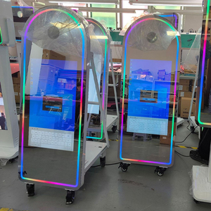 Cabina de Fotos Portátil <span class=keywords><strong>360</strong></span> con Anillo de Luz LED, Cabina de Selfies para Bodas, Fiestas y Eventos, Kiosco Inteligente con Pantalla Táctil, Espejo Mágico - Product Image 3