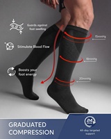 Chaussettes de compression en bambou, hauteur genou, respirantes, soutien gradué, soulagement des gonflements et de la douleur, pour la course et les voyages