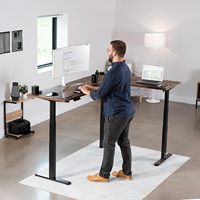 VIVO Cadre de bureau d'angle électrique à triple moteur réglable en hauteur, 3 pieds, en acier allié, surface ergonomique, 300 lbs, pour position assise ou debout, en forme de L