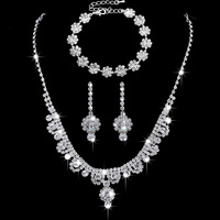 Venta al por mayor boda flor Zirconia fina moda diamantes de imitación joyería collares pulseras pendientes conjuntos