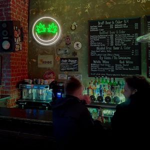 Lumière néon LED en forme de visage souriant avec feuilles vertes, alimentée par USB, pour salle de jeux, bar, club, magasin, lumière d'ambiance, indicateur lumineux, enseigne lumineuse - Product Image 4