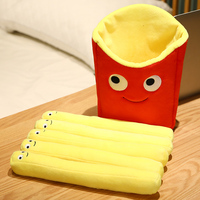 En gros, Mignons coussins en peluche en forme de frites détachables, avec bandes de frites amovibles, poupées en peluche en forme de collation de restauration rapide, peluches alimentaires personnalisées