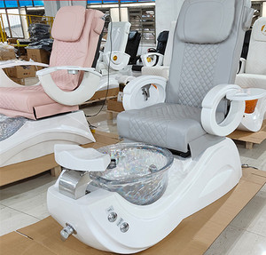 Fauteuils de manucure et pédicure électriques modernes en cuir synthétique, luxueux, personnalisables et à vibrations, pour salon de beauté et spa des pieds. - Product Image 2