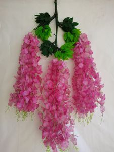 Ghirlanda di vite di seta folta fiori artificiali che appendono <span class=keywords><strong>glicine</strong></span> viola per il giardino di nozze decorazione della parete verde all'aperto - Product Image 3