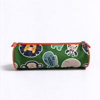 Trousse à crayons cylindrique en forme d'animal de dessin animé pour enfants, sac à stylos cylindrique portable en Oxford pour garçons et filles, pochette de rangement pour fournitures scolaires