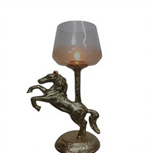 Magnifique sculpture de cheval de luxe, pilier décoratif, porte-bougie en verre transparent pour bougies chauffe-plat, décoration de table. - Product Image 1