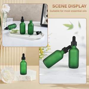 Flacon compte-gouttes en verre vert dépoli de 50 ml et 100 ml pour huiles essentielles avec bouchon – En stock - Product Image 6