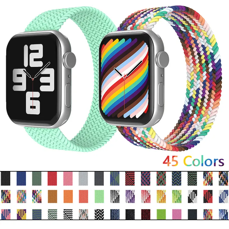 Bracelet en nylon à boucle solo tressée en tissu ShanHai pour Apple Watch SE 6 7 Band 40mm 42/44mm Bracelet élastique pour iWatch Series 5 4 3