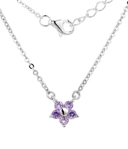 Custom Oem 925 Sterling Silver Flower Romantic Purple 8a Cubic Zirconia Star Pendant Fashion Jewelry Necklaces For Women