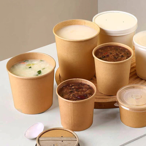 Taza de sopa desechable ecológica, cuenco de papel Kraft de varios tamaños con tapa para aperitivos, fideos, gachas, galletas, hamburguesas, envasado de alimentos - Product Image 3