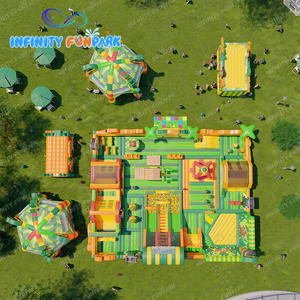 Parc d'aventure gonflable Jungle Safari-Combo parcours d'obstacles sur le thème des animaux Big Bouncer - Product Image 4