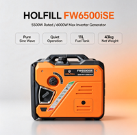 Générateur de chantier portable FW6500is 5500W à onduleur à onde sinusoïdale pure, 223cc, démarrage électrique, avec kit de roues pour chantier de construction