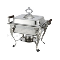 Plat de service rectangulaire de luxe en acier inoxydable brillant argenté avec couvercle et support, taille personnalisée, pour buffet