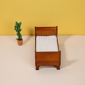 1:12 European <b>Single</b> <b>Bed</b> Wooden Scene Ornaments DIY Toy Style Doll House Decorations Furniture for Bedroom Shooting Props - Product Image 3