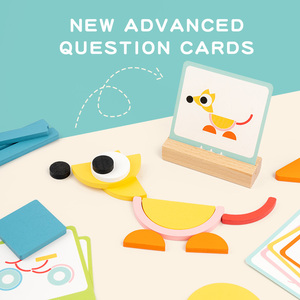 Los Mejores Juguetes Educativos STEM para Niños, Bloques de Madera con Patrones, Rompecabezas de Formas Geométricas de Animales con Tarjetas Guía - Product Image 4