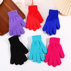 Gants unisexes pour adultes à prix de gros, gants d'hiver chauds et épais en tricot personnalisés, gants bleus et violets unis pour hommes et femmes - Product Image 1