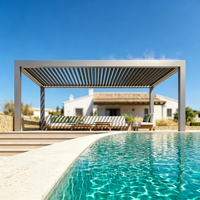 Pavillon moderne en alliage d'aluminium pour terrasse extérieure, auvent pare-soleil intelligent, imperméable, pour villa, jardin, véranda, pavillon de loisirs
