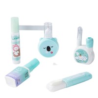 Applicateur de liquide correcteur 2-en-1 style gomme pour enfants d'école primaire, grande capacité, séchage rapide, bleu clair