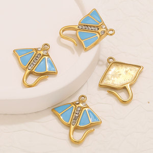 Pendentifs Manta <span class=keywords><strong>Ray</strong></span> en acier inoxydable or 18 carats-Convient pour la vente en gros de colliers, bracelets et accessoires de bijoux à faire soi-même - Product Image 4