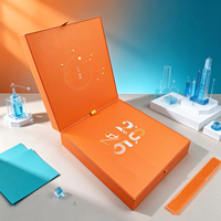 Boîte cadeau d'affaires orange écologique personnalisée, boîte rigide de luxe à double ouverture, fermeture magnétique, impression UV, logo, plateau intérieur, ensemble de cartes