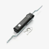 Verrou de tige LIDA MS828 pour armoire électrique, connexion 2/3 points, finition chrome brillant/noir, poignée à bras long/court, entraxe 50mm, 2 unités