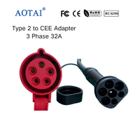 Nouveau câble adaptateur de prise industrielle CEE 5 broches AOTAI Type 2 à 32A, extension de station de recharge EV triphasée 22kW 400V
