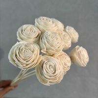 10 Tangkai Bunga Mawar Kayu Sola Putih Alami Buket Bunga Kering Buatan Tangan untuk Dekorasi Pernikahan dan Reed Diffuser